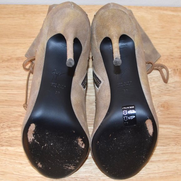 Giuseppe Zanotti Tan 'Jenny' Studded Booties SIZE 7.5 (EU 38) - Picture 11 of 13